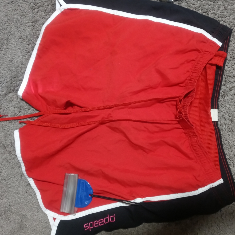 SPEEDO Mens Shorts Red/Black Size Large